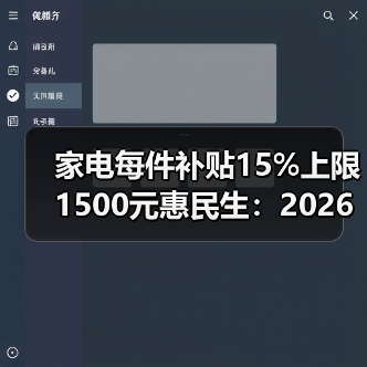 家电每件补贴15%上限1500元惠民生:2026年别傻傻原价买(图2) 家电每件补贴15%上限1500元惠民生:2026年别傻傻原价买(图2)